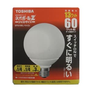 東芝 【生産完了品】電球形蛍光灯 《ネオボールZ》 ボール電球60Wタイプ(G形) 3波長形電球色 E26口金  EFG15EL13ZJ