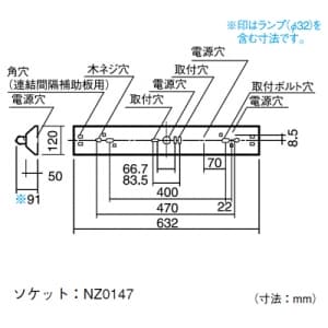 NEC 【生産完了品】一般蛍光灯照明器具 逆富士形 FL20W×1灯 ランプ付属 60Hz(西日本用) 一般蛍光灯照明器具 逆富士形 FL20W×1灯 ランプ付属 60Hz(西日本用) MV-2160-B 画像2