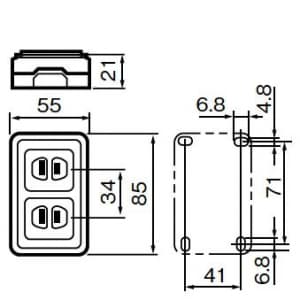 パナソニック 《リファインシリーズ》 露出ダブルコンセント 15A 125V 適用電線:φ1.6、φ2 《リファインシリーズ》 露出ダブルコンセント 15A 125V 適用電線:Φ1.6、Φ2 WKS112 画像2