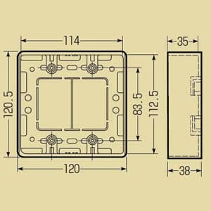 未来工業 プラモール用 モール用スイッチボックス ケーブル配線用露出スイッチボックス 2ケ用 ベージュ プラモール用 モール用スイッチボックス ケーブル配線用露出スイッチボックス 2ケ用 ベージュ MSB-2J 画像4