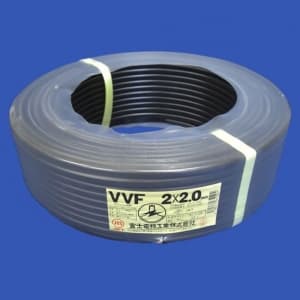 富士電線 #カラーVVFケーブル 600Vビニル絶縁ビニルシースケーブル平形 2.0mm 2心 100m巻 黒 VVF2.0×2C×100mクロ