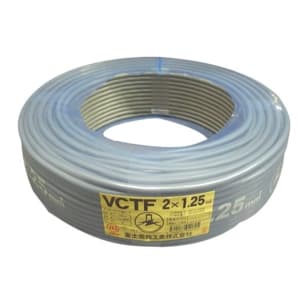 ビニルキャブタイヤ丸形コード 1.25㎟ 2心 100m巻 灰色 VCTF1.25SQ×2C×100mハイ