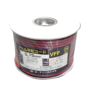 オーナンバ 【生産完了品】【切売販売】異色平形コード 0.75&#13215; 赤/黒 VFF0.75SQアカ/クロ