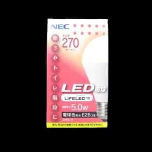 NEC 【生産完了品】LED電球 LIFELEDS ライフレッズ 密閉形器具対応 一般電球20W形相当 電球色相当 全光束:270lm E26口金  LDA5L-H