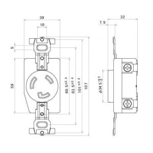 明工社 【生産完了品】【受注生産品】接地2P 20A 引掛埋込コンセント 20A 250V 白 L6-20R準拠  MH2877W 画像2