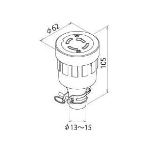 明工社 接地3P 20A 引掛ゴムコネクターボデー B形 20A 250V 接地3P 20A 引掛ゴムコネクターボデー B形 20A 250V MH2648 画像2