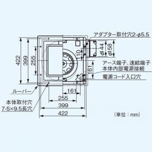 パナソニック 天井埋込形換気扇 排気 低騒音形 鋼板製本体 ルーバーセットタイプ フラットパネル形 埋込寸法:385mm角 適用パイプ径:φ150mm 天井埋込形換気扇 排気 低騒音形 鋼板製本体 ルーバーセットタイプ フラットパネル形 埋込寸法:385mm角 適用パイプ径:φ150mm FY-38FP7 画像3