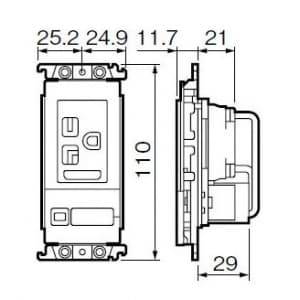 パナソニック エアコン用埋込スイッチ付コンセント 200V用 15A・20A兼用接地コンセント、「入」「切」表示スイッチD 20A ベージュ エアコン用埋込スイッチ付コンセント 200V用 15A・20A兼用接地コンセント、「入」「切」表示スイッチD 20A ベージュ WTF19227F 画像2