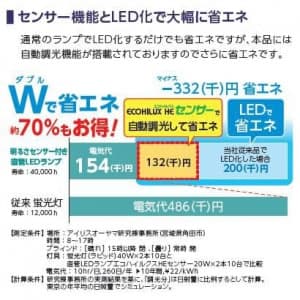 アイリスオーヤマ 【生産完了品】直管形LEDランプ 《ECOLUX センサー》 明るさセンサー付 110W形 昼白色相当 色温度5000K 全光束5400lm R17d口金 直管形LEDランプ 《ECOLUX センサー》 明るさセンサー付 110W形 昼白色相当 色温度5000K 全光束5400lm R17d口金 LDFL5400NF-H50IS 画像4