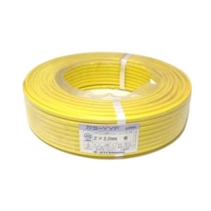 カワイ電線 カラーVVFケーブル 600Vビニル絶縁ビニルシースケーブル 2.0mm 2心 100m巻 黄色 VVF2.0×2C×100mキ