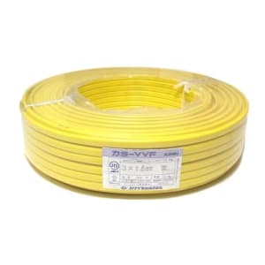 カワイ電線 カラーVVFケーブル 600Vビニル絶縁ビニルシースケーブル 1.6mm 3心 100m巻 黄色 VVF1.6×3C×100mキ