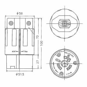 アメリカン電機 コードコネクタボディ 引掛形 30A 接地形2P 125V 黒 コードコネクタボディ 引掛形 30A 接地形2P 125V 黒 3314N-L5 画像2