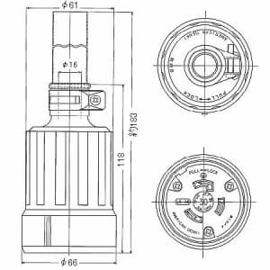 アメリカン電機 防水形コードコネクタボディ 引掛形 30A 接地形2P 125V 黒 防水形コードコネクタボディ 引掛形 30A 接地形2P 125V 黒 3314RW-L5