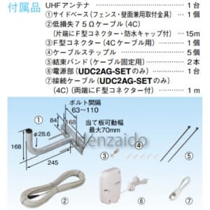 UDC2-SET (マスプロ)｜【家庭用】UHFアンテナ｜アンテナ部材｜電材堂