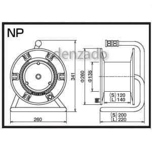 日動工業 【生産完了品】空リール 標準型 コンセント4個付 2P 15A 125V 巻胴長さ140 空リール 標準型 コンセント4個付 2P 15A 125V 巻胴長さ140 NP-04L 画像2