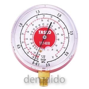 タスコ R22/R12/R502高精度圧力計 高圧側 ゲージ径:80φ 検査合格証明付 R22/R12/R502高精度圧力計 高圧側 ゲージ径:80Φ 検査合格証明付 TA140B