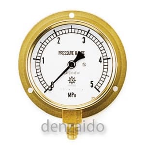 タスコ 圧力計 1/4フレア 下出し 75φ つば付 圧力範囲:0〜5.0MPa TA148F-250