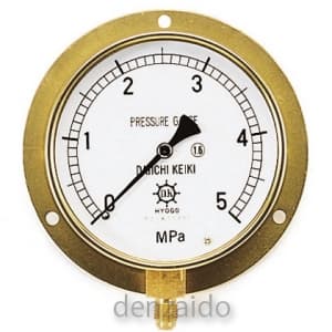 タスコ 圧力計 1/4フレア 下出し 100φ つば付 圧力範囲:0〜5.0MPa TA148F-350