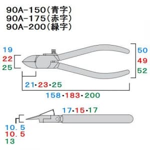 フジ矢 プラスチックニッパ ストレート刃 サイズ:200mm プラスチックニッパ ストレート刃 サイズ:200mm 90A-200 画像2