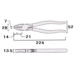 フジ矢 パワーペンチ くわえ部ギザ付 圧着機能 サイズ:225mm パワーペンチ くわえ部ギザ付 圧着機能 サイズ:225mm 3000-225 画像4