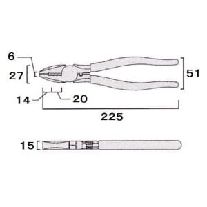 フジ矢 【生産完了品】強力ペンチ くわえ部ギザ付 圧着機能 サイズ:225mm 強力ペンチ くわえ部ギザ付 圧着機能 サイズ:225mm 1100-225 画像3