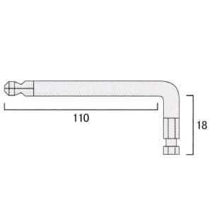 フジ矢 【生産完了品】溝付ボールポイントレンチ サイズ:2.5mm 黄色 溝付きボールポイントレンチ サイズ:2.5mm 黄色 FBW-9000A2.5 画像4