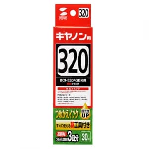 サンワサプライ 【生産完了品】詰め替えインク キヤノン専用 BCI-320PGBK用 顔料ブラック 30ml 工具付  INK-C320B30S 画像2