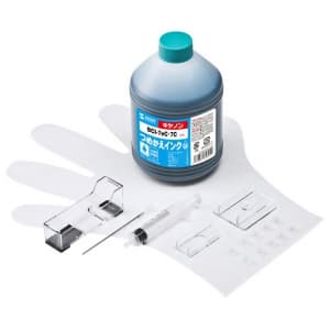 サンワサプライ 【生産完了品】詰め替えインク キヤノン専用 BCI-7eC・7C用 シアン 500ml 工具付 INK-C7C500