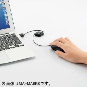 サンワサプライ 【生産完了品】ケーブル巻取り光学式マウス 本体色:ホワイト ケーブル長:0.7m ケーブル巻取り光学式マウス 本体色:ホワイト ケーブル長:0.7m MA-MA6W 画像3