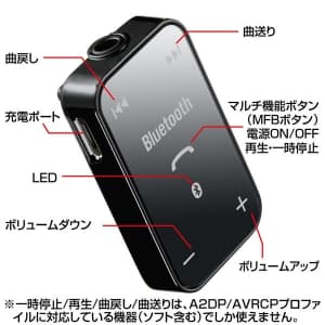 サンワサプライ 【生産完了品】超小型Bluetoothレシーバー 本体色:ブラック マイク内蔵 Bluetooth2.1対応 充電用USBケーブル付  MM-BTSH29BK 画像5