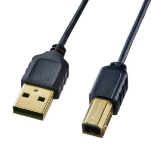 サンワサプライ 【生産完了品】極細USBケーブル USB2.0対応 Aコネクタ-Bコネクタ 長さ:0.5m ブラック KU20-SL05BK