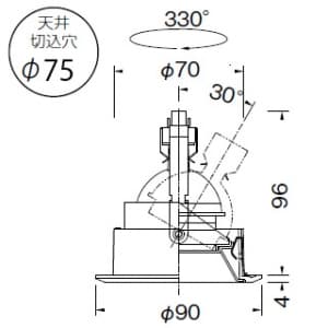 山田照明 【生産完了品】ダウンライト 取付穴φ75mm 埋込高96mm 電球(GU5.3口金)別売・トランス別売 ダウンライト 取付穴φ75mm 埋込高96mm 電球(GU5.3口金)別売・トランス別売 DD-3100 画像2