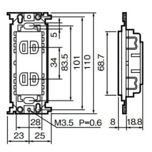 パナソニック 【生産完了品】フルカラー 埋込絶縁扉付ダブルコンセント 取付枠付 15A 125V フルカラー 埋込絶縁扉付ダブルコンセント 取付枠付 15A 125V WN10524 画像2