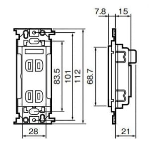 パナソニック 【生産完了品】フルカラー 埋込扉付パイロットダブルコンセント 取付枠付 15A 125V フルカラー 埋込扉付パイロットダブルコンセント 取付枠付 15A 125V WN13524 画像3