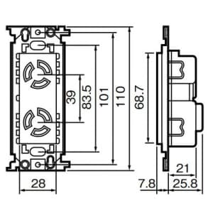 パナソニック フルカラー 接地2P埋込引掛ダブルコンセント 取付枠付 15A 125V グレー フルカラー 接地2P埋込引掛ダブルコンセント 取付枠付 15A 125V グレー WF2312H 画像2