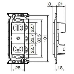 パナソニック フルカラー 埋込ガス警報器用コンセント 取付枠付 入力15A 125V 出力5A 60V フルカラー 埋込ガス警報器用コンセント 取付枠付 入力15A 125V 出力5A 60V WN1909 画像2