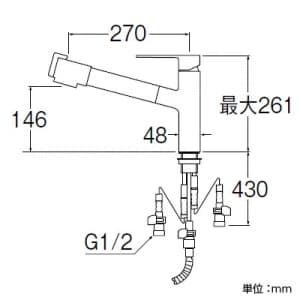 三栄水栓製作所 【生産完了品】シングル浄水器付ワンホールスプレー混合栓 節水水栓 キッチン用 浄水カートリッジ内蔵タイプ ホース引出し機能付 プラスエコ仕様 column  K87580EJV 画像4