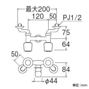 三栄水栓製作所 【販売終了】ツーバルブ洗濯機用混合栓 壁付混合栓 オートストッパー付 ホース内径12〜15mm、外径18〜20mm用 U-MIX ツーバルブ洗濯機用混合栓 壁付混合栓 オートストッパー付 ホース内径12〜15mm、外径18〜20mm用 U-MIX K1311TV-LH 画像2