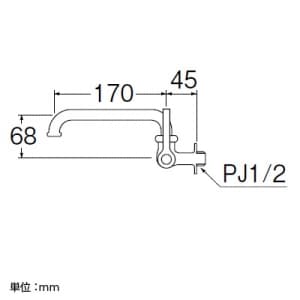 SANEI 【販売終了】厨房用横形自在水栓 共用形 二条ネジ仕様 パイプ長さ:170mm 厨房用横形自在水栓 共用形 二条ネジ仕様 パイプ長さ:170mm A2310-13 画像2