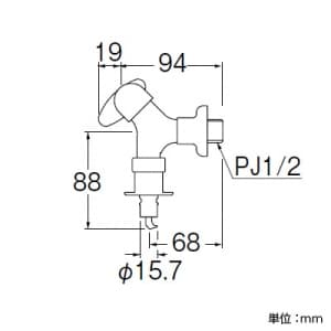 三栄水栓製作所 【販売終了】ミニセラ洗濯機用送り座水栓 セラミック水栓 オートストッパー付 miniCERA ミニセラ洗濯機用送り座水栓 セラミック水栓 オートストッパー付 miniCERA JY145TV-1-13 画像2