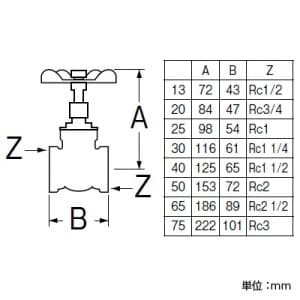 三栄水栓製作所 【販売終了】ゲートバルブ 呼び:20 ゲートバルブ 呼び:20 V35-20 画像2