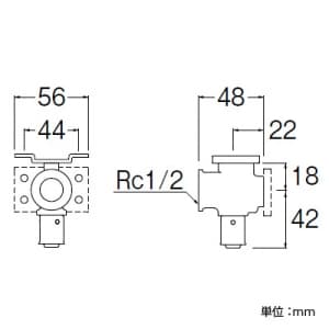 三栄水栓製作所 【販売終了】座付エルボ カシメタイプ 上型・横型両対応 ネジ径Rc1/2×パイプ径13A 座付エルボ カシメタイプ 上型・横型両対応 ネジ径Rc1/2×パイプ径13A T6312-4-13X13A 画像3