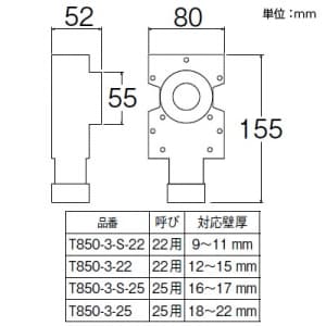 三栄水栓製作所 壁用水栓ボックス 戸建・集合住宅用 壁用水栓エルボ別売 呼び25用 対応壁厚:16〜17mm 壁用水栓ボックス 戸建・集合住宅用 壁用水栓エルボ別売 呼び25用 対応壁厚:16〜17mm T850-3-S-25 画像2