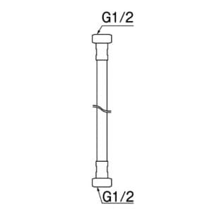 三栄水栓製作所 【生産完了品】ナット付ホース 13×500mm 呼び13(G1/2めねじ)  PT16-13X500 画像2