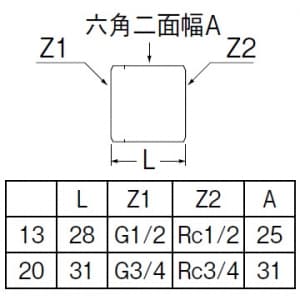 三栄水栓製作所 【販売終了】メスメスソケット 呼び20(G3/4×Rc3/4) 青銅製 メスメスソケット 呼び20(G3/4×Rc3/4) 青銅製 T213-20 画像2