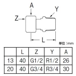 SANEI 【販売終了】片ナット付アダプター 呼び13(G1/2×R1/2) 黄銅製 パッキン付(ノンアスベスト) 片ナット付アダプター 呼び13(G1/2×R1/2) 黄銅製 パッキン付(ノンアスベスト) T84-13 画像2