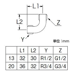 SANEI 【販売終了】ベンリーカンエルボ 呼び13(G1/2×R1/2) 青銅製 ベンリーカンエルボ 呼び13(G1/2×R1/2) 青銅製 T202-13 画像2