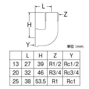 三栄水栓製作所 【販売終了】ストリートエルボ(クロム) 呼び25(R1×Rc1) 青銅製 ストリートエルボ(クロム) 呼び25(R1×Rc1) 青銅製 T72-25 画像2