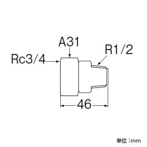 三栄水栓製作所 回転異径ニップル 呼び20(Rc3/4)×13(R1/2) 青銅製 回転異径ニップル 呼び20(Rc3/4)×13(R1/2) 青銅製 T812-1-20X13 画像2