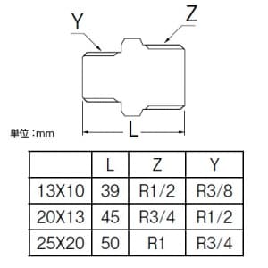 三栄水栓製作所 【販売終了】ステンレス異径六角ニップル 呼び20(R3/4)×13(R1/2) SUS304製 ステンレス異径六角ニップル 呼び20(R3/4)×13(R1/2) SUS304製 TS700-1-20X13 画像2